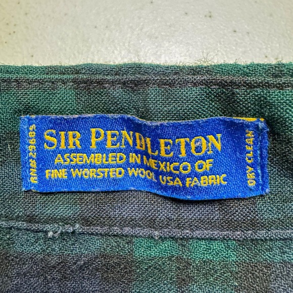 Pendleton Shirt Mens Large Green Blue Blackwatch Tartan Wool Button Down Plaid - Picture 7 of 13